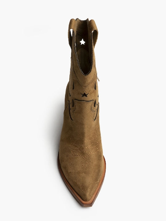 Ghete Dama Cowboy cu Toc Mediu Maro