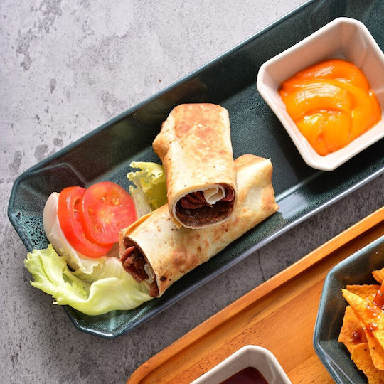 Raki Street Serving Bowl for Dip Square Ceramic Black