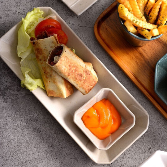 Raki Street Serving Bowl for Dip Square Ceramic Black