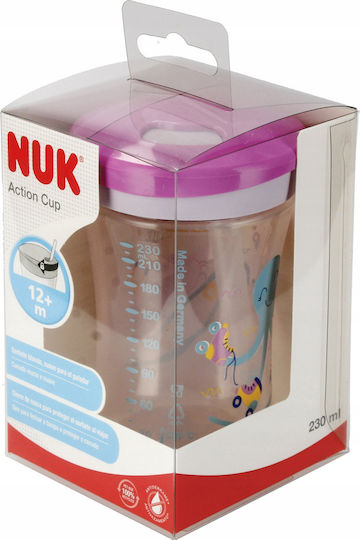 Nuk Παιδικό Ποτηράκι Action Cup από Σιλικόνη Μωβ 230ml για 12m+