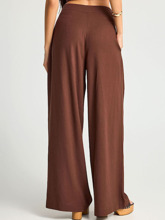Women's Linen Pantaloons in Relaxed Fit Brown