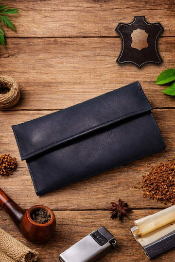 Gk Shoes Leder Tabaktasche Handgefertigt mit Magnetverschluss 10x16,5cm Tabak Schwarz