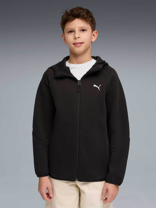 Athleisure Kids Cardigan Cotton with Hood Puma Black