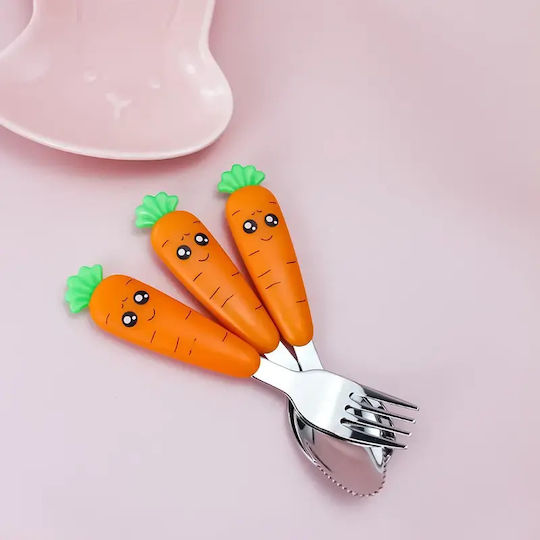Pandaboo Set Baby Cutlery Plastic in Case Orange 3pcs