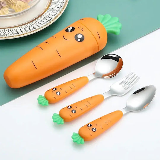 Pandaboo Set Baby Cutlery Plastic in Case Orange 3pcs