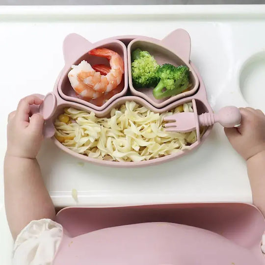 Pandaboo Toddler Silicone Food Plate Pink