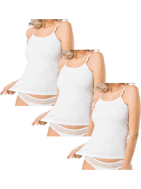 Bumbac Tricouri Pentru Femei Albe Cu Bretele 3Pack