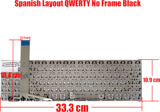 Spanish Laptop Keyboard Asus Vivobook 15 Yx570 X570 X570ub X570ud Yx570z Yx570zd 90nb0ix1-r30300 90nb0ix1-r30080 Asm17b13usj920 Es Without Frame Black Κωδ.40685esnofr