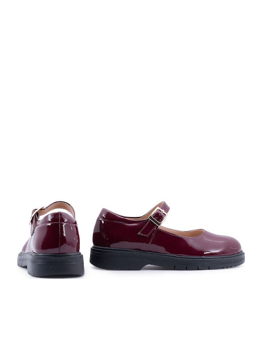 Kids Ballerinas with Adjustable Metal Clasp Burgundy
