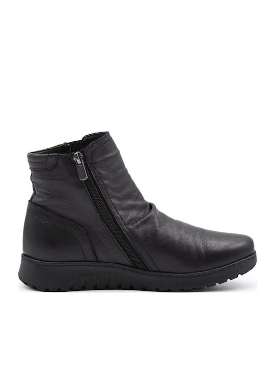 Leder Damen Stiefeletten Schwarz