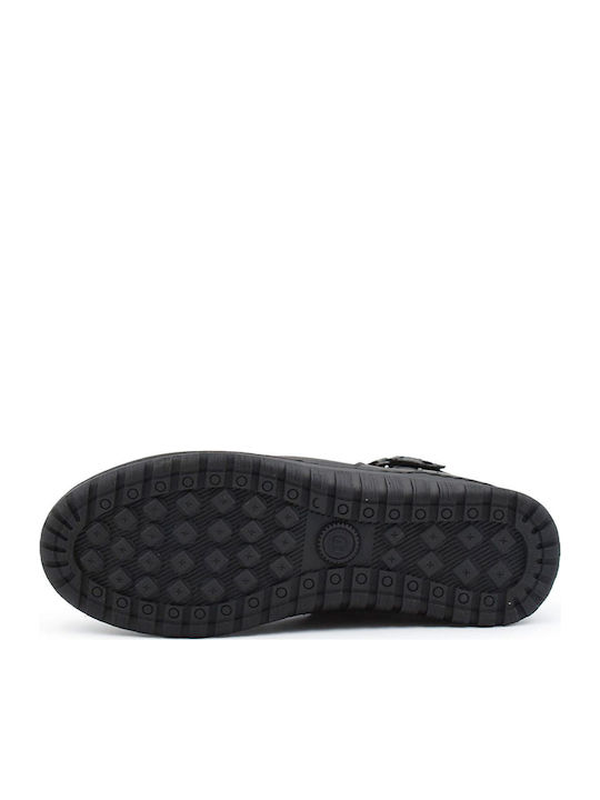 Leder Damen Stiefeletten Schwarz