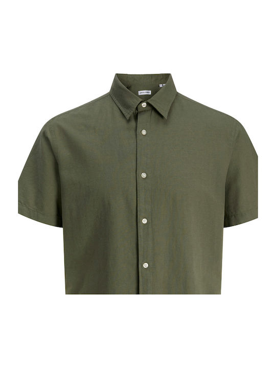 Kids Short-Sleeved Linen Khaki Shirt