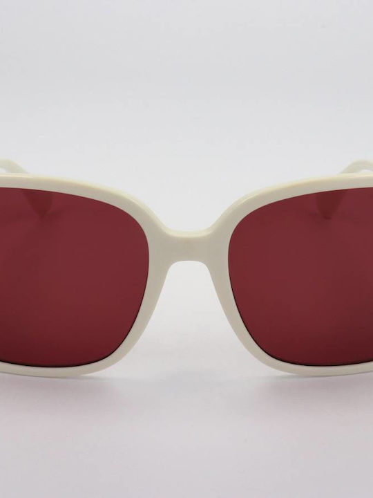 Max & Co Women's Sunglasses with White Plastic Frame and Pink Lens MO0079 21S