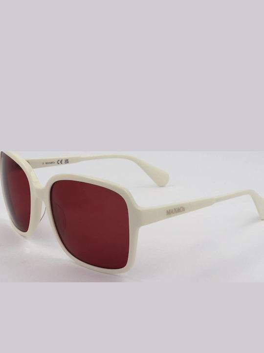 Max & Co Women's Sunglasses with White Plastic Frame and Pink Lens MO0079 21S