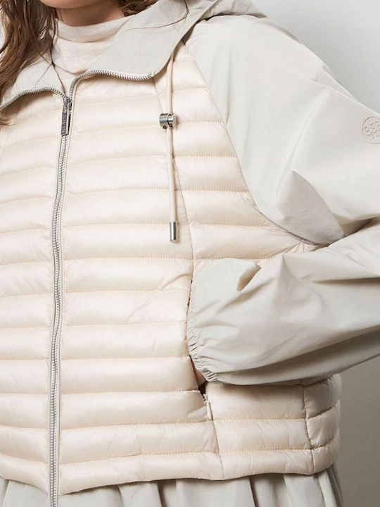 Jachetă Puffer Lungă de Damă pentru Iarnă Vanilie