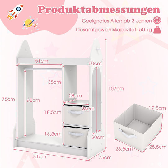 Costway Детска Пластмасова Закачалка с Полица 107x81x38см