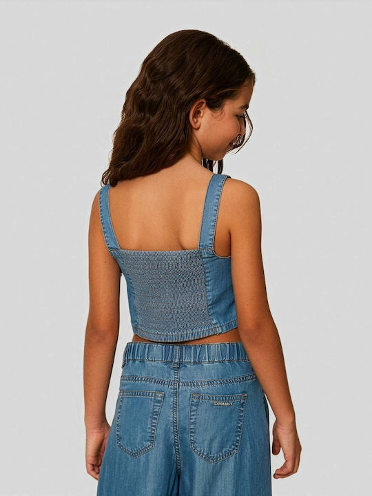 Kids Crop Top Sleeveless Blue