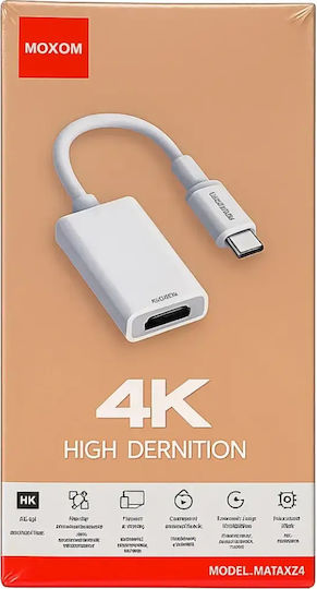 Moxom Конвертор USB-C мъжки към HDMI женски Бял 1 брой MX-AX74