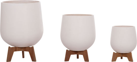 HomeMarkt Σετ 3 Γλάστρες Ξύλινες Λευκό 41.5x63εκ.