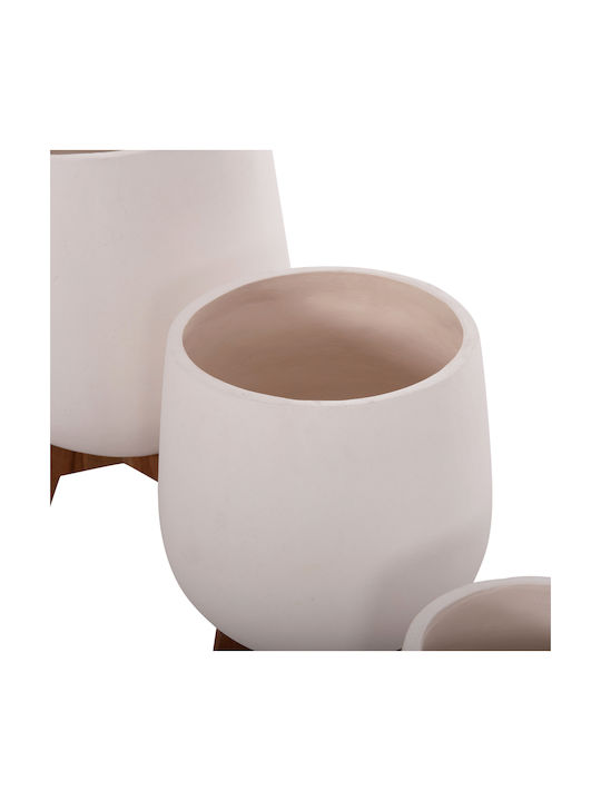 HomeMarkt Set 3 Pots Wooden White