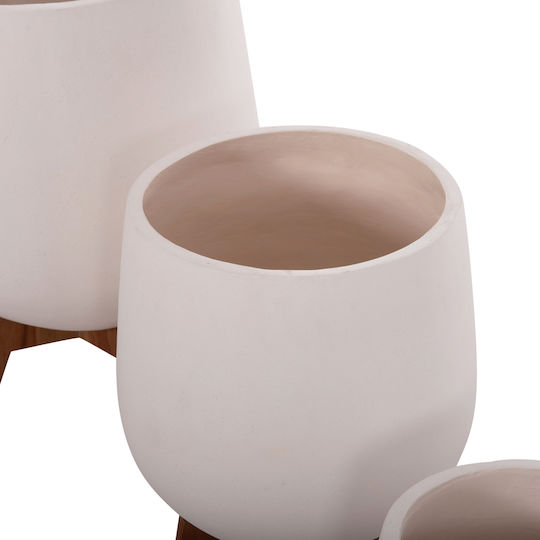 HomeMarkt Σετ 3 Γλάστρες Ξύλινες Λευκό 41.5x63εκ.