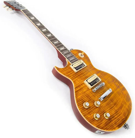Vintage Set Electric Guitar for Left-Handers Single Cut Amber