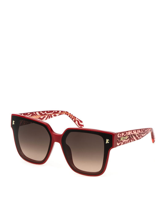 Just Cavalli Women's Sunglasses with Red Plastic Frame and Brown Gradient Lens JC089V 02GH