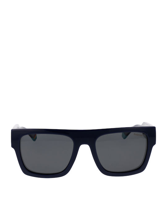 Polaroid Unisex Sunglasses with Navy Blue Plastic Frame and Gray Polarized Lens PLD6224/S/X PJP/M9