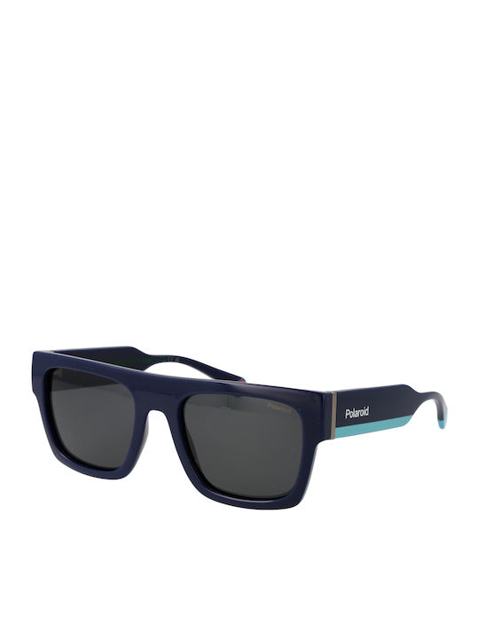 Polaroid Unisex Sunglasses with Navy Blue Plastic Frame and Gray Polarized Lens PLD6224/S/X PJP/M9