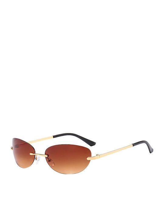 Arno Unisex Sonnenbrillen mit Gold Metallisch Rahmen und Braune Farbe Gläser