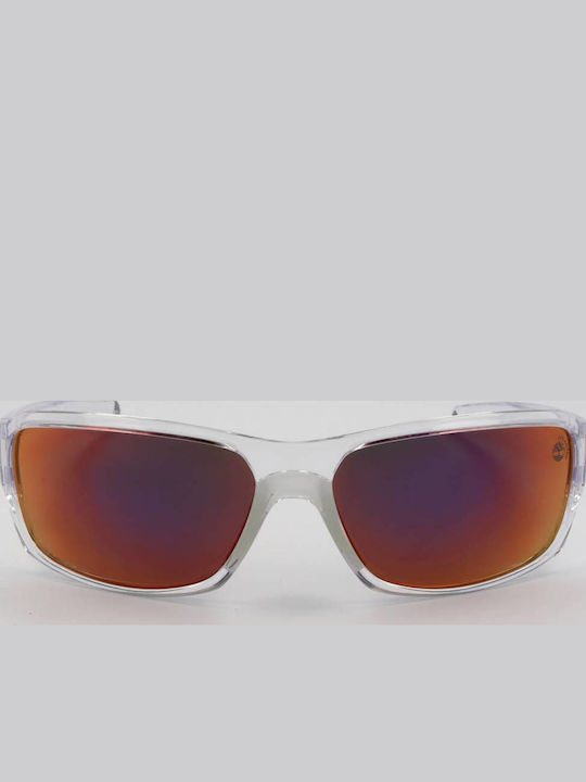 Timberland Unisex Sunglasses with Transparent Plastic Frame and Multicolour Mirror Lens TB9332 26D