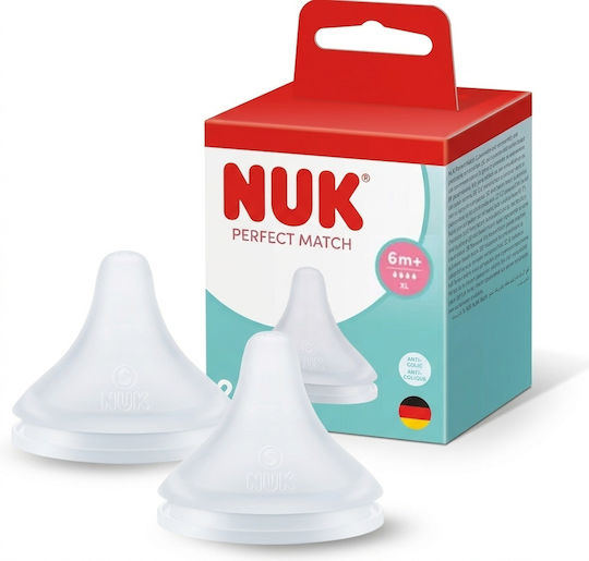 Nuk Perfect Match Silicone Bottle Teats High Flow For 6+ Months 2 Pieces