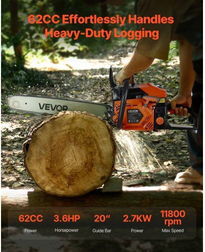 Vevor Gasoline Chainsaw 8.2kg with Blade 50.8cm and Easy Start