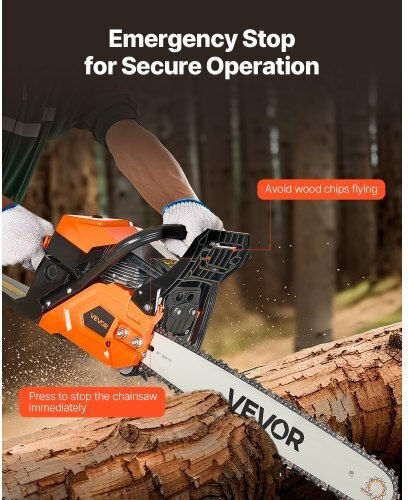 Vevor Αλυσοπρίονο Βενζίνης 2.4hp 6.8kg με Λάμα 45.72cm και Easy Start