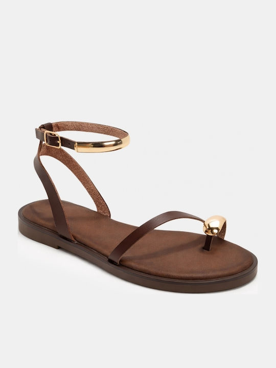 Flache Sandalen Für Damen Braun