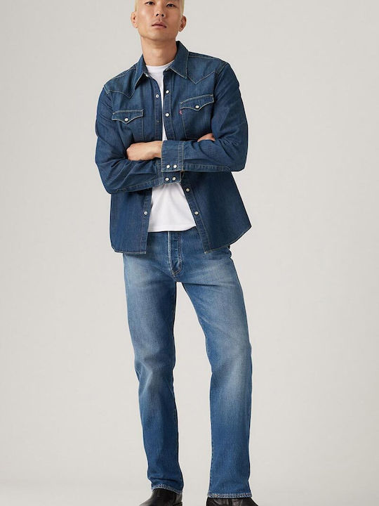 501original Fit Ανδρικό Παντελόνι Τζιν με Regular Straight Εφαρμογή Μπλε