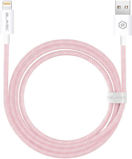 Blavec Braided USB-A to Lightning Cable Ροζ 3m
