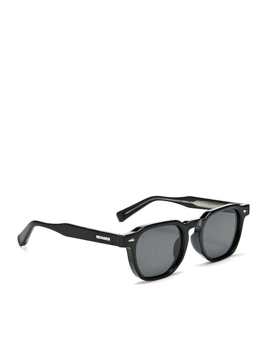 Red Raven Luca Unisex Sunglasses with Black Horn-Rimmed Frame and Black Lenses
