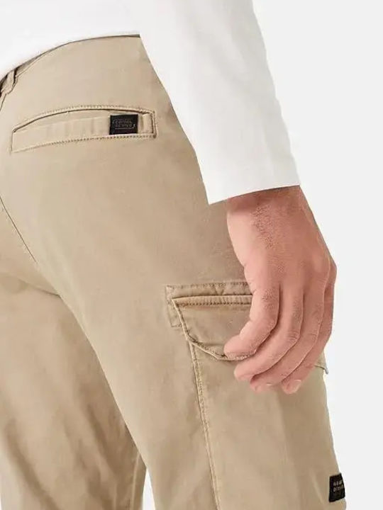 Cargo Elastic Trousers in Regular Fit Beige