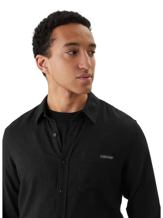 Long Sleeve Linen Shirt Black