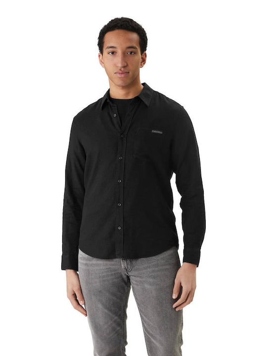 Long Sleeve Linen Shirt Black