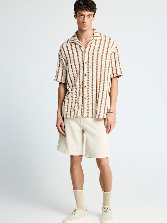 Short Sleeve Striped Shirt White