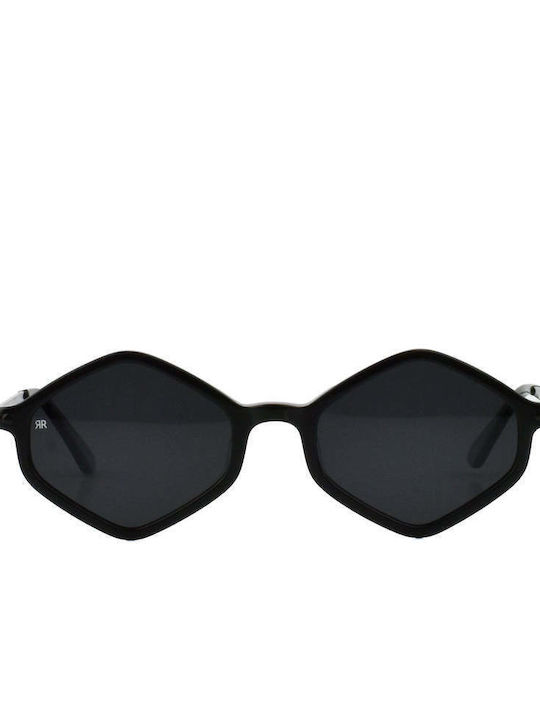 Red Raven Tokyo Unisex Sunglasses with Black Horn-Rimmed Frame and Black Polarized Lens rd-000080-BLACK-55339387486542