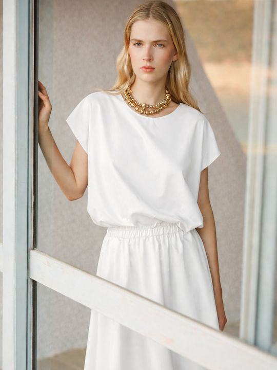 Дамски Crop Топ Памучен Бял