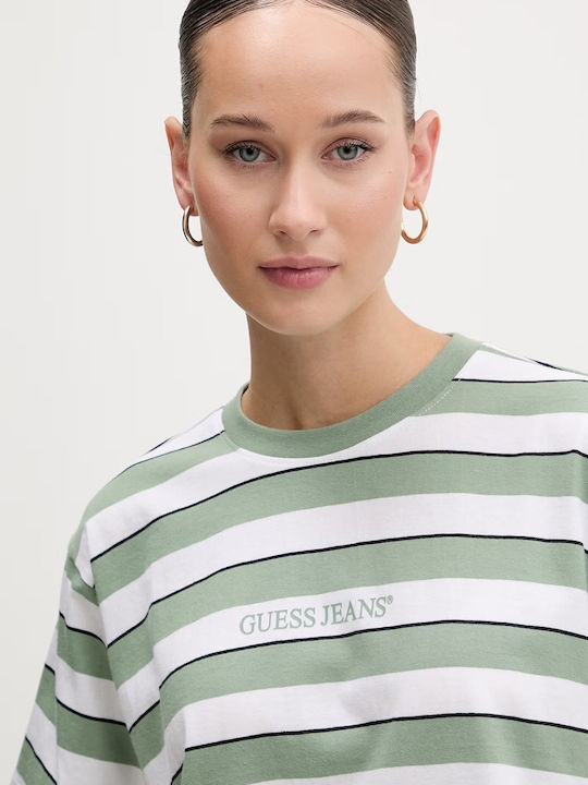 Tricou Damă Cu Dungi Verde