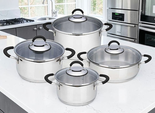 Set De Oale Din Oțel Inoxidabil Cu Mânere Din Silicon Argintiu 26cm