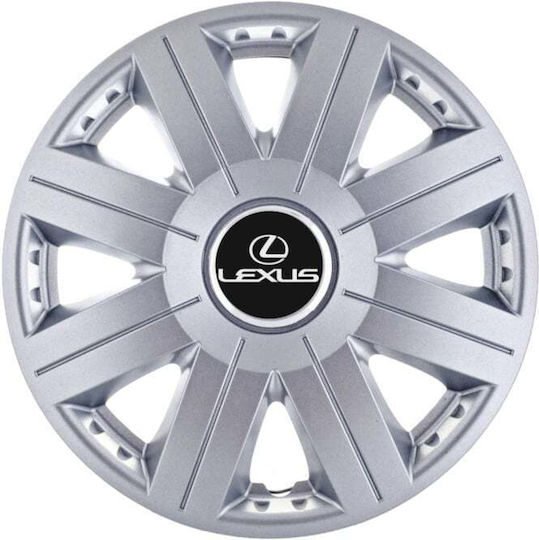 Set Car Hubcaps 14" With Lexus Brand Logo 4 Pieces Gray