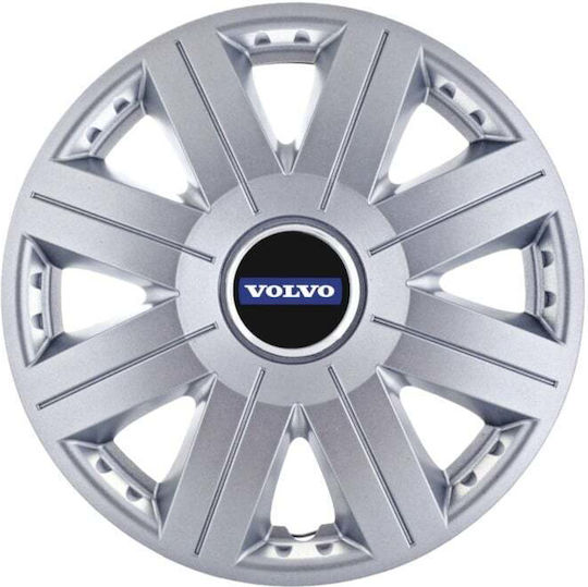 Σετ Τάσια Αυτοκινήτου 14" με Σήμα Volvo 4τμχ Γκρι