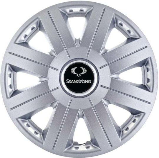 Set Auto Radkappen 14" mit Ssangyong Kompatibilität 4 Stück Grau