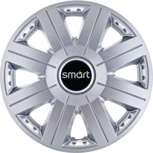 Σετ Τάσια Αυτοκινήτου 14" με Σήμα Smart 4τμχ Γκρι
